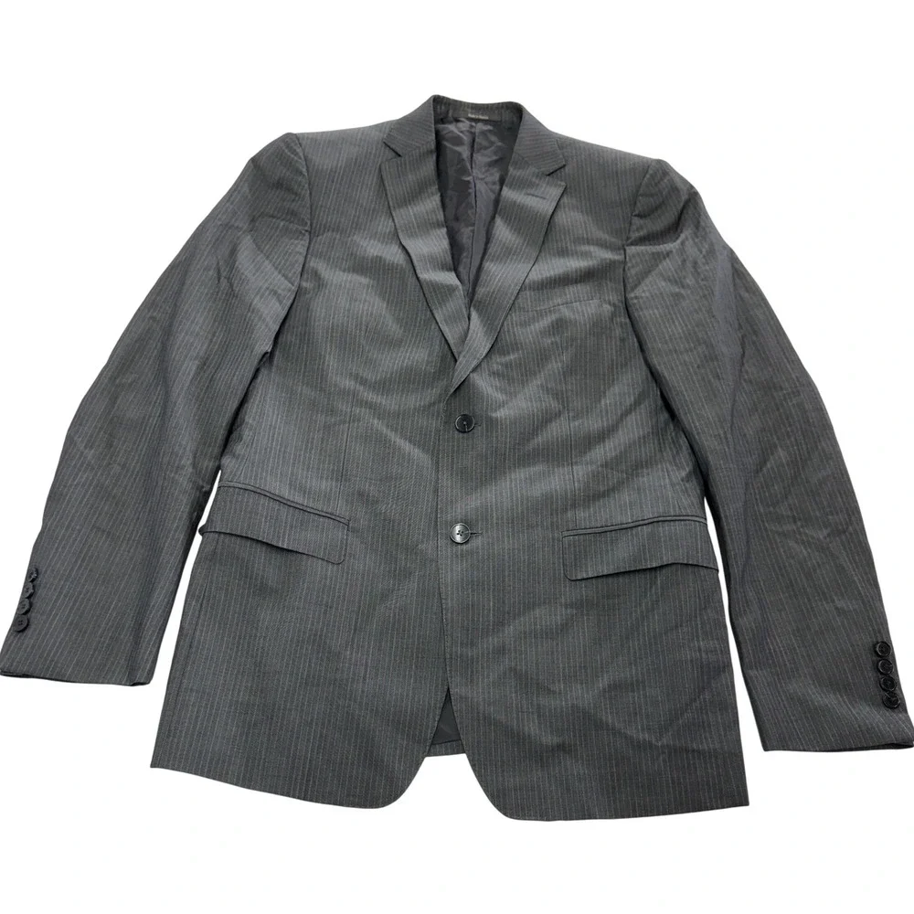 Z Zegna Blazer Mens 50L Gray Pinstripe City Wool Mohair Two Button‎ Professional