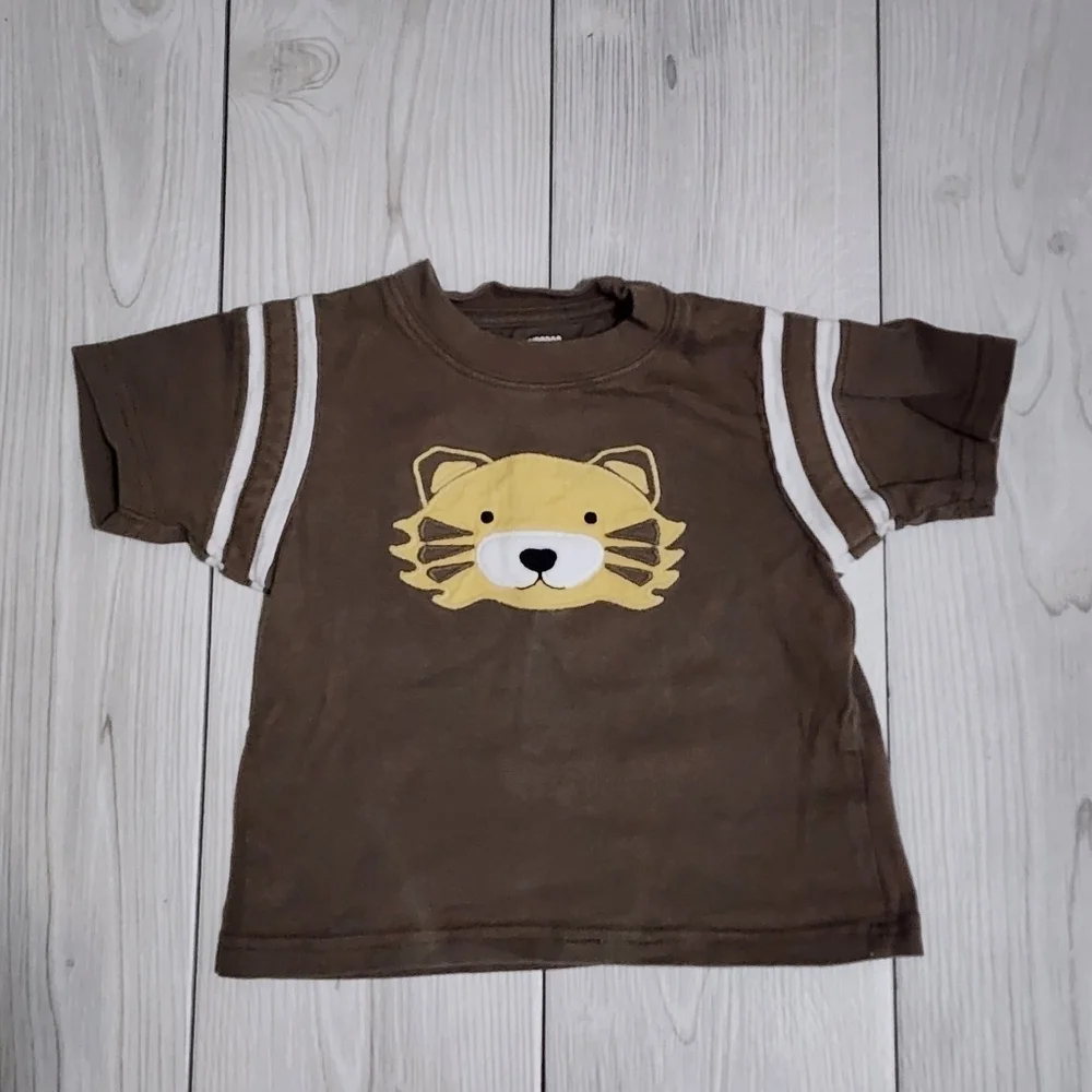Gymboree Brown short sleeve Tee with Tiger Face Size 6-12 Mo