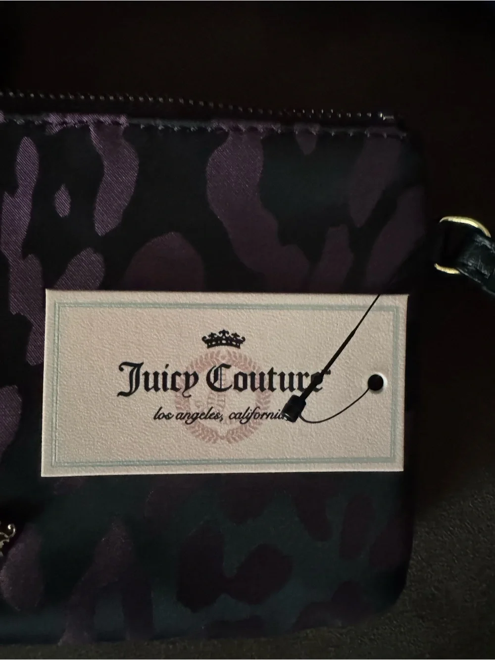 Juicy Couture Black and Purple Leopard-Print Wristlet Clutch