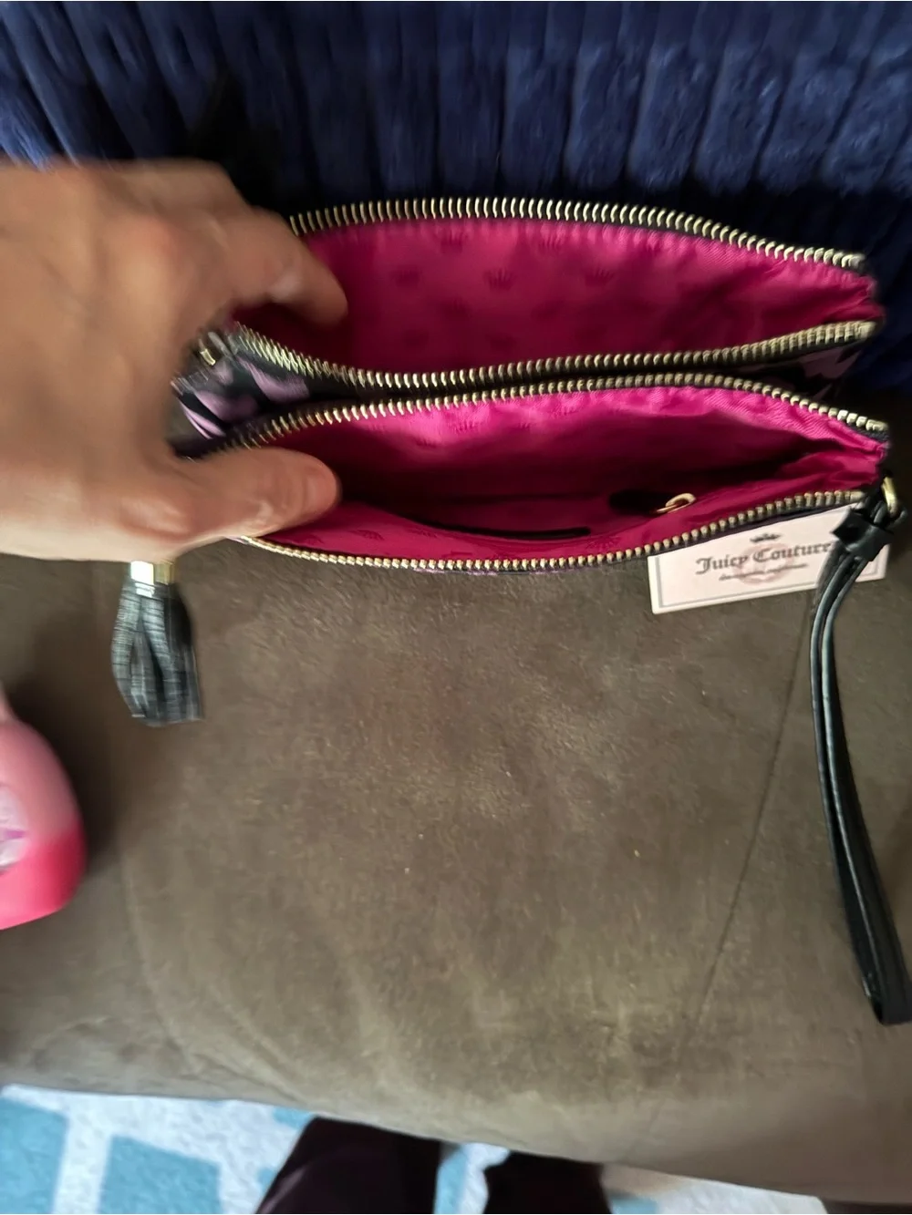 Juicy Couture Black and Purple Leopard-Print Wristlet Clutch