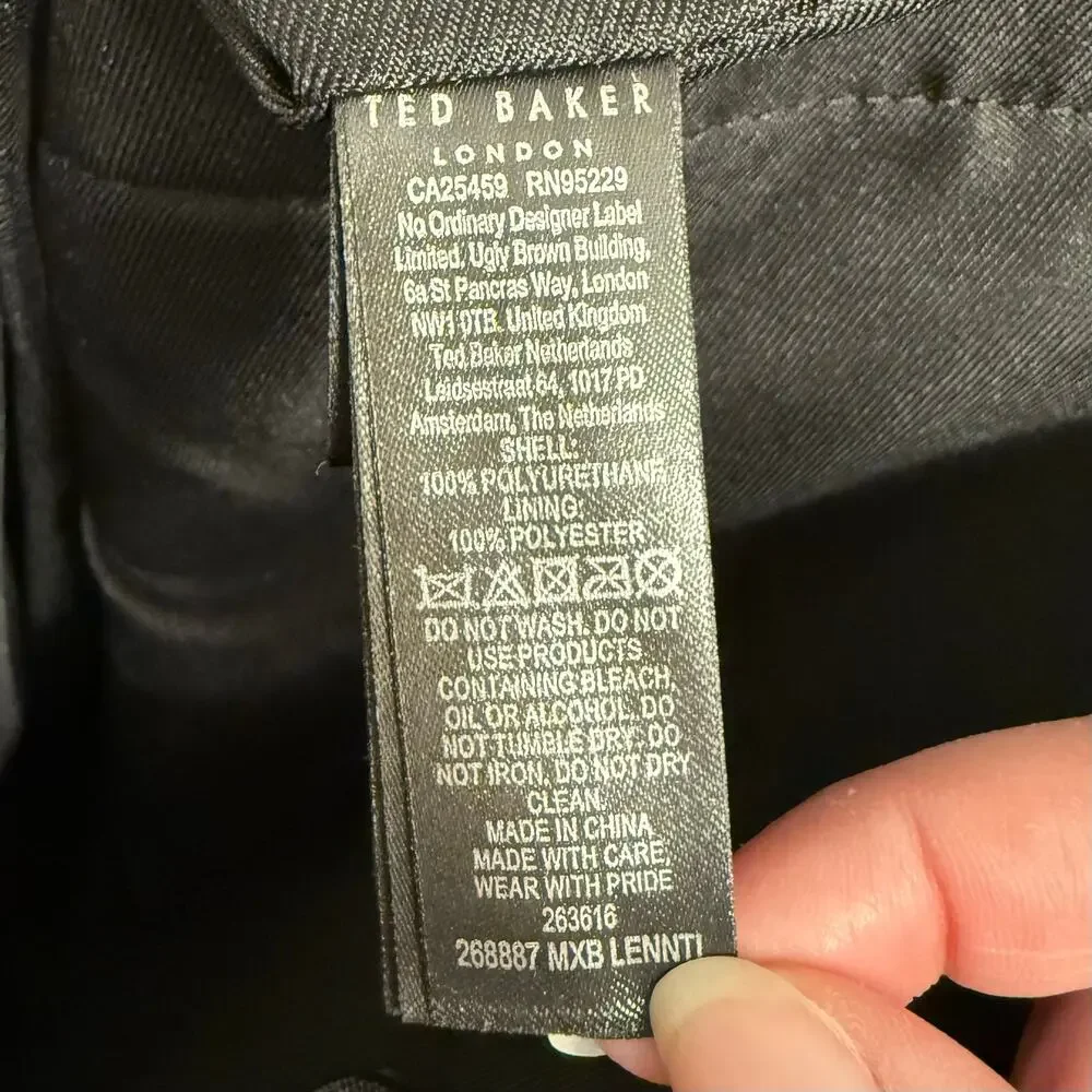 Ted Baker Messenger Bag Briefcase Laptop Faux Leather Professional Unisex Black