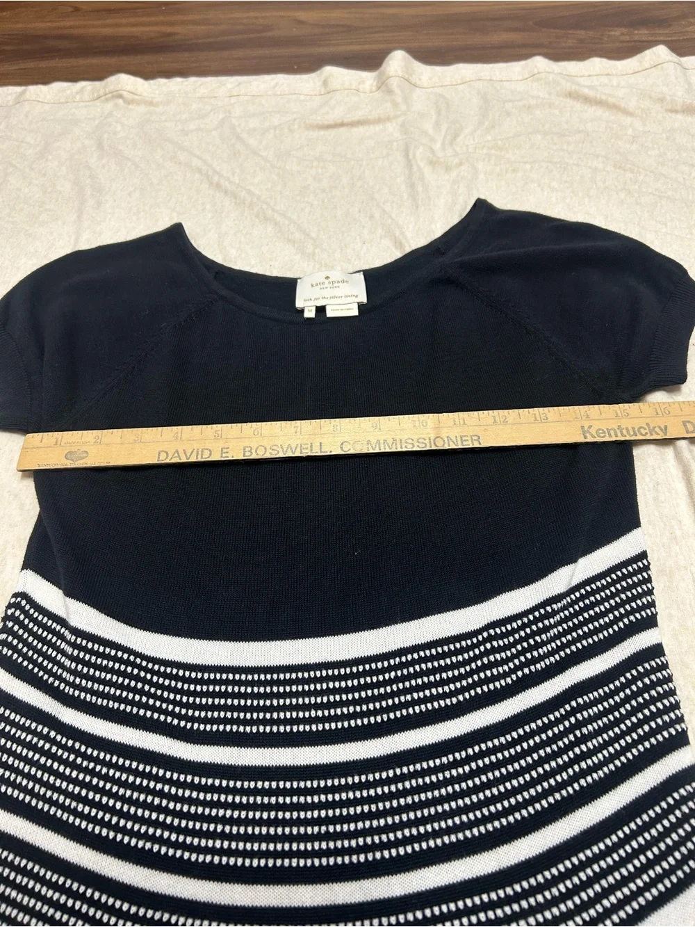 Kate Spade 100% Cotton Black and White Stripe Knit Dress Preppy Old Money