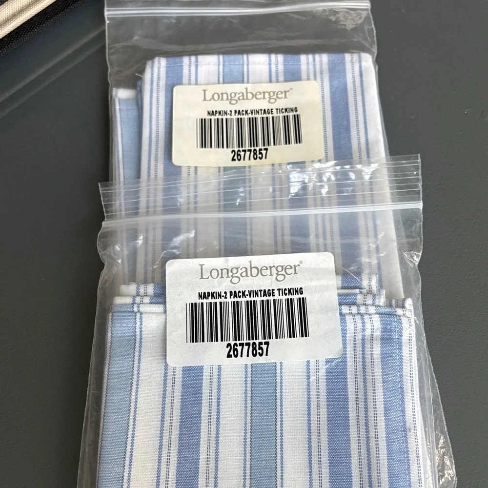 Longaberger Striped Blue and White Napkins