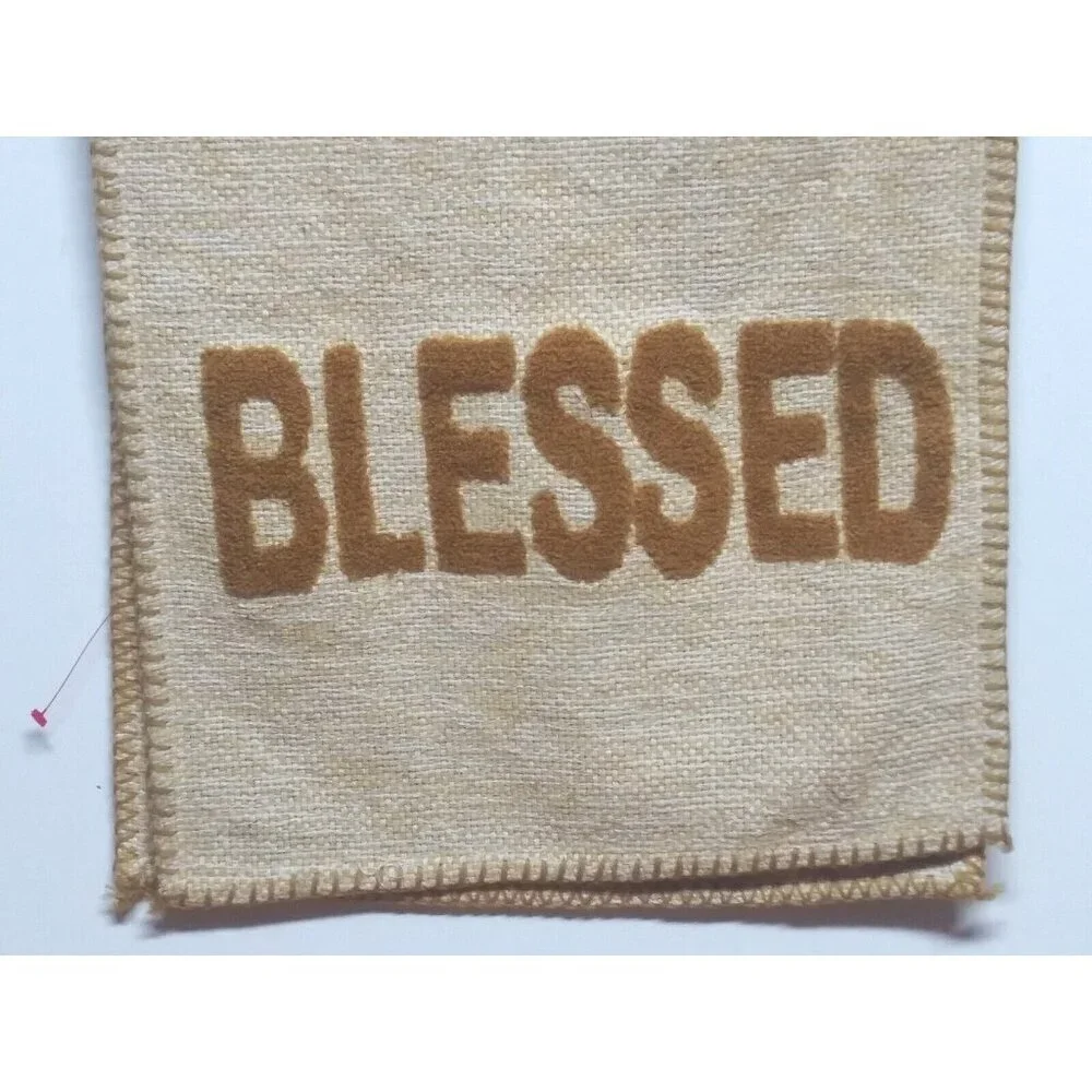 Blessed Table Runner Fall Thanksgiving High End beige brown tweed-like 14.5X73