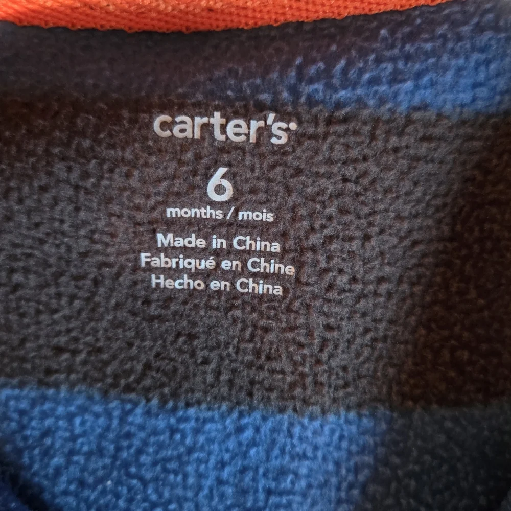 Carter's, Striped Blue and Black Kids One Piece/Sleeper- Size 6mos