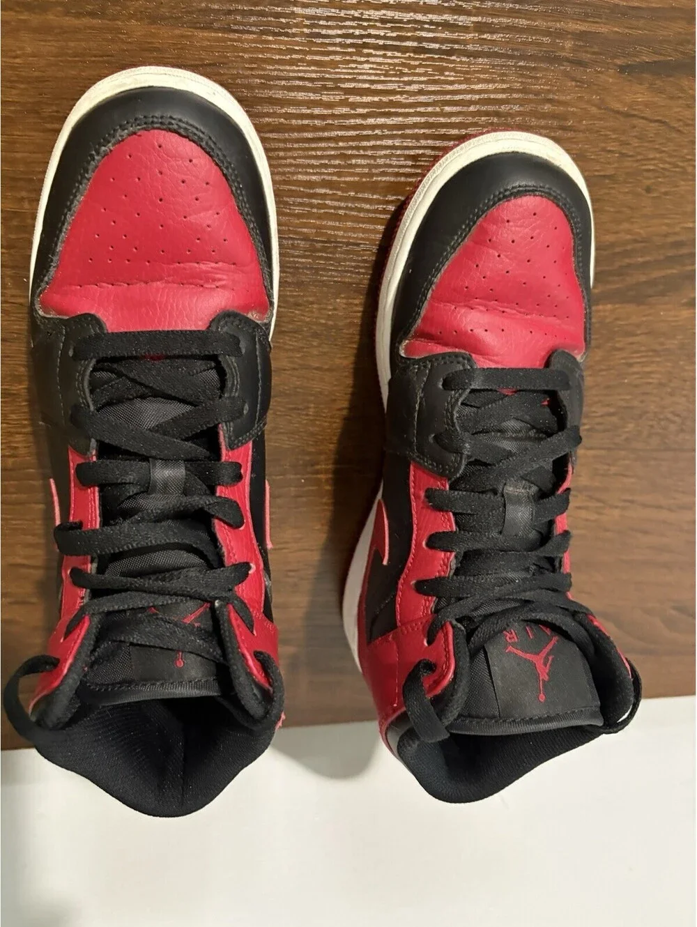 Nike Air Jordan 1 Kids 7YLeather Sneakers Black/Red Unisex Kids