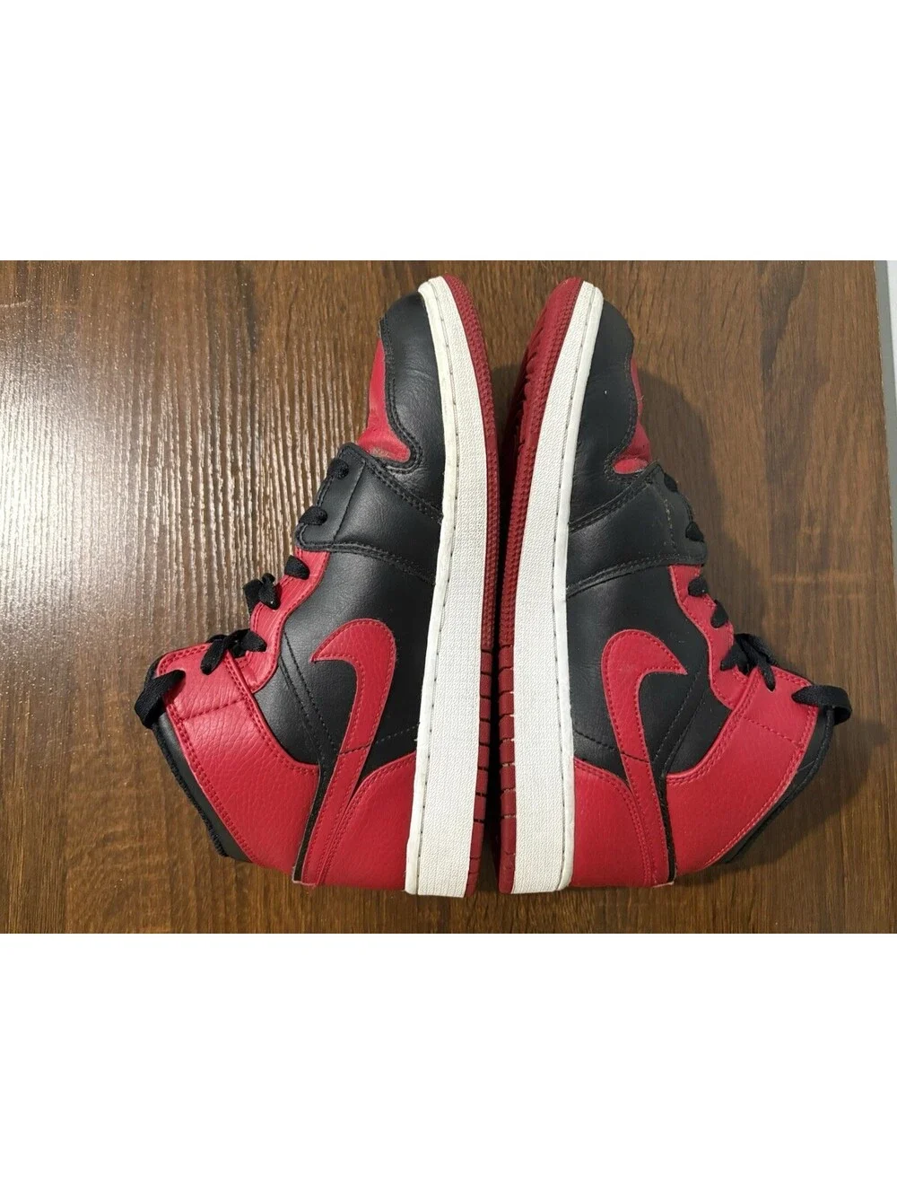 Nike Air Jordan 1 Kids 7YLeather Sneakers Black/Red Unisex Kids
