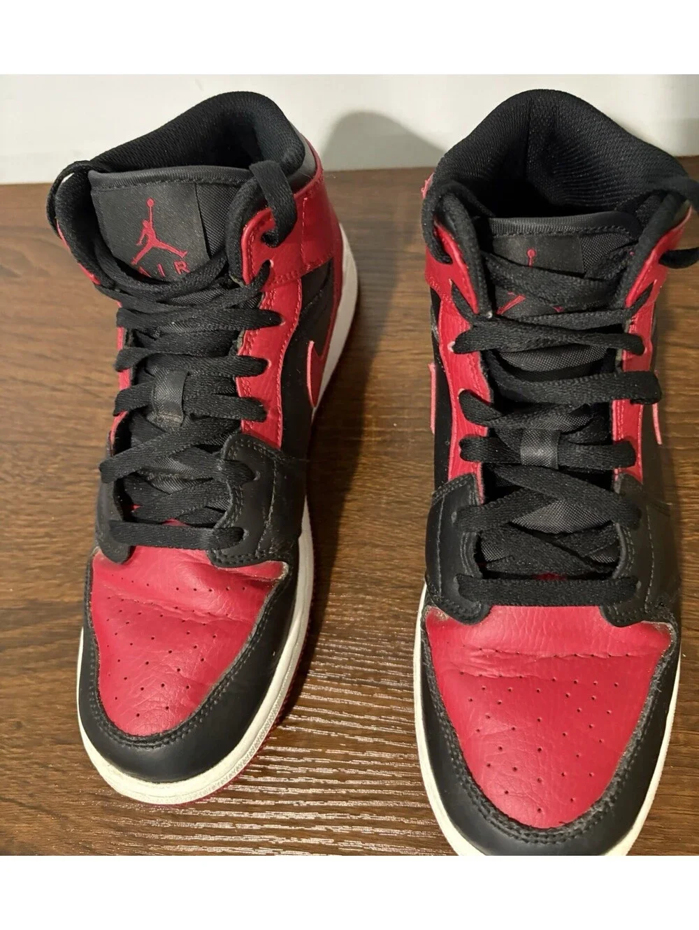 Nike Air Jordan 1 Kids 7YLeather Sneakers Black/Red Unisex Kids