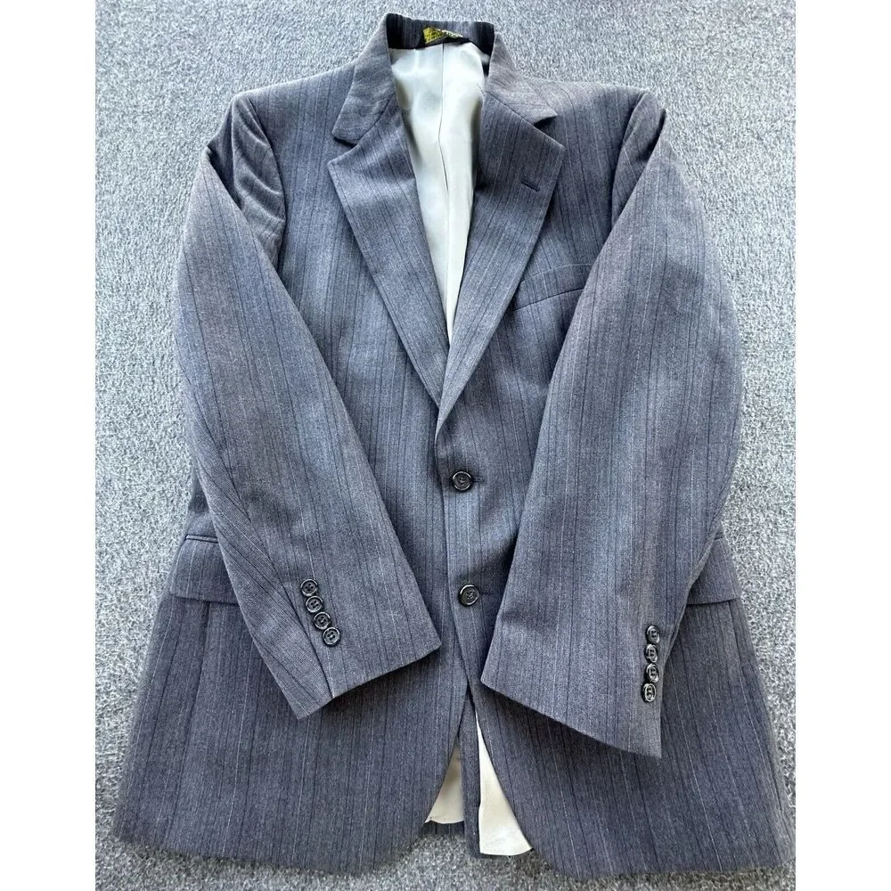 Sansabelt Jaymar Ruby Blazer Mens 38 Dark Gray Striped Wool Sports Coat Business