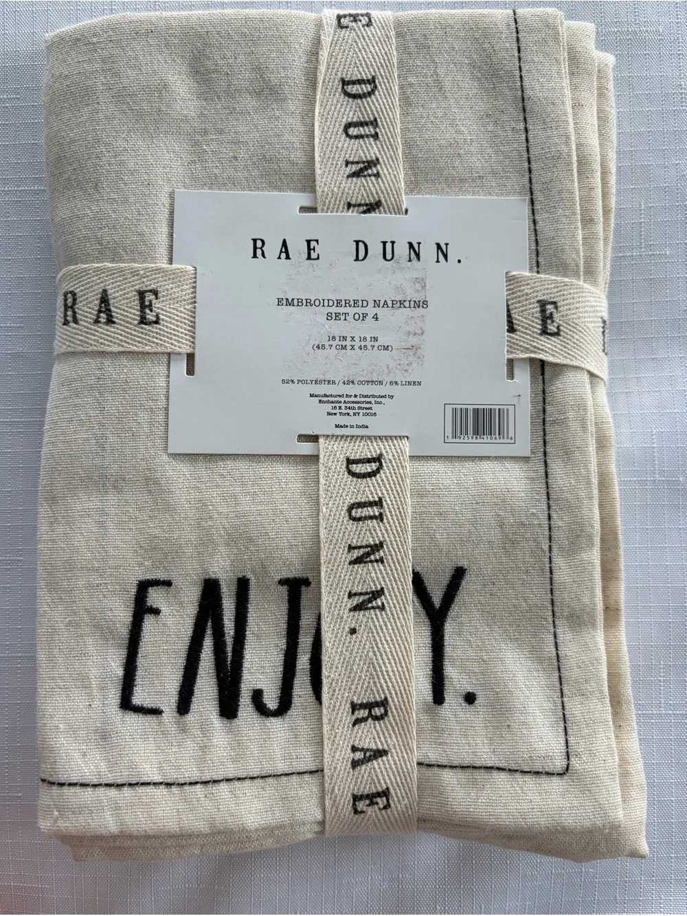 Rae Dunn Set of 4 Embroidered  Napkins