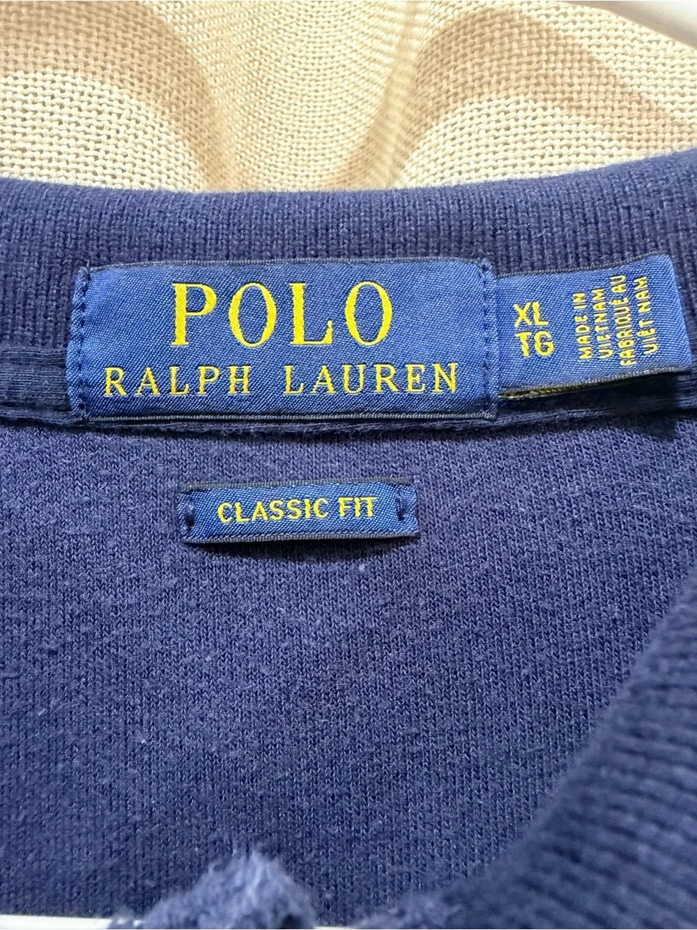 Authentic Polo Ralph Lauren Classic Fit Terry Cloth Polo in Navy Blue