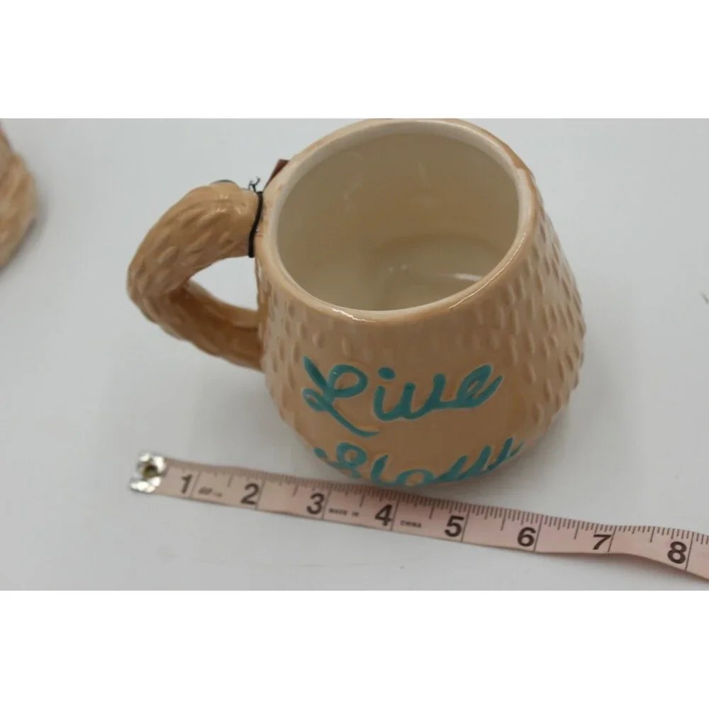 BW Live Slow Sloth Salt & Pepper Shakers Mug Sponge Holder Lot of 4 pcs Cute Set