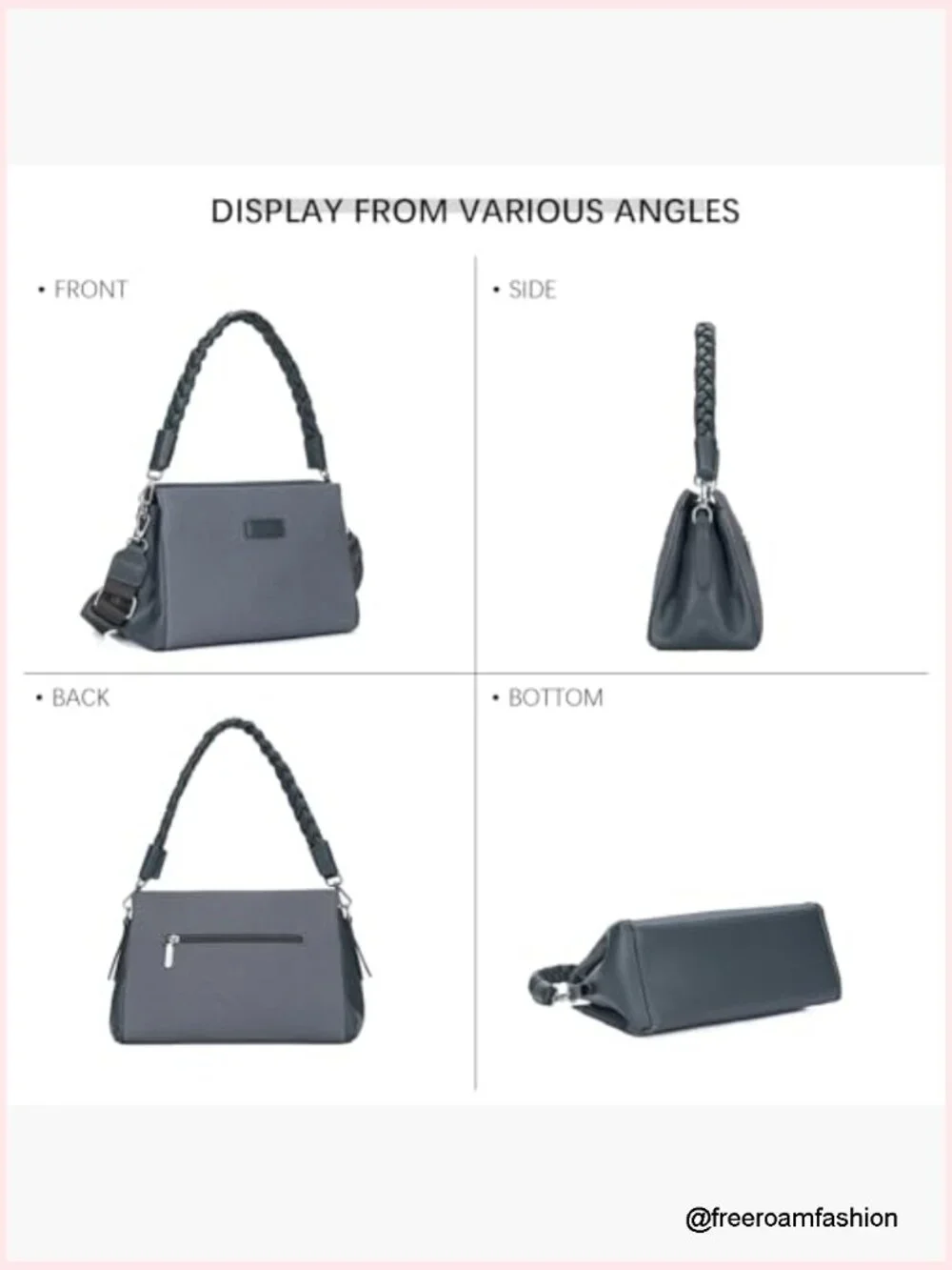 Braided Handle Faux Leather Satchel Crossbody Bag