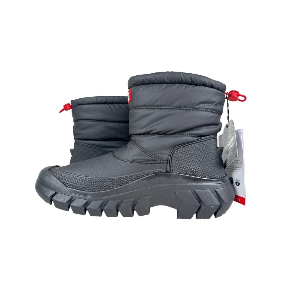 Hunter Intrepid Short Snow Boots Womens 8 Black Waterproof Insulated Puffer