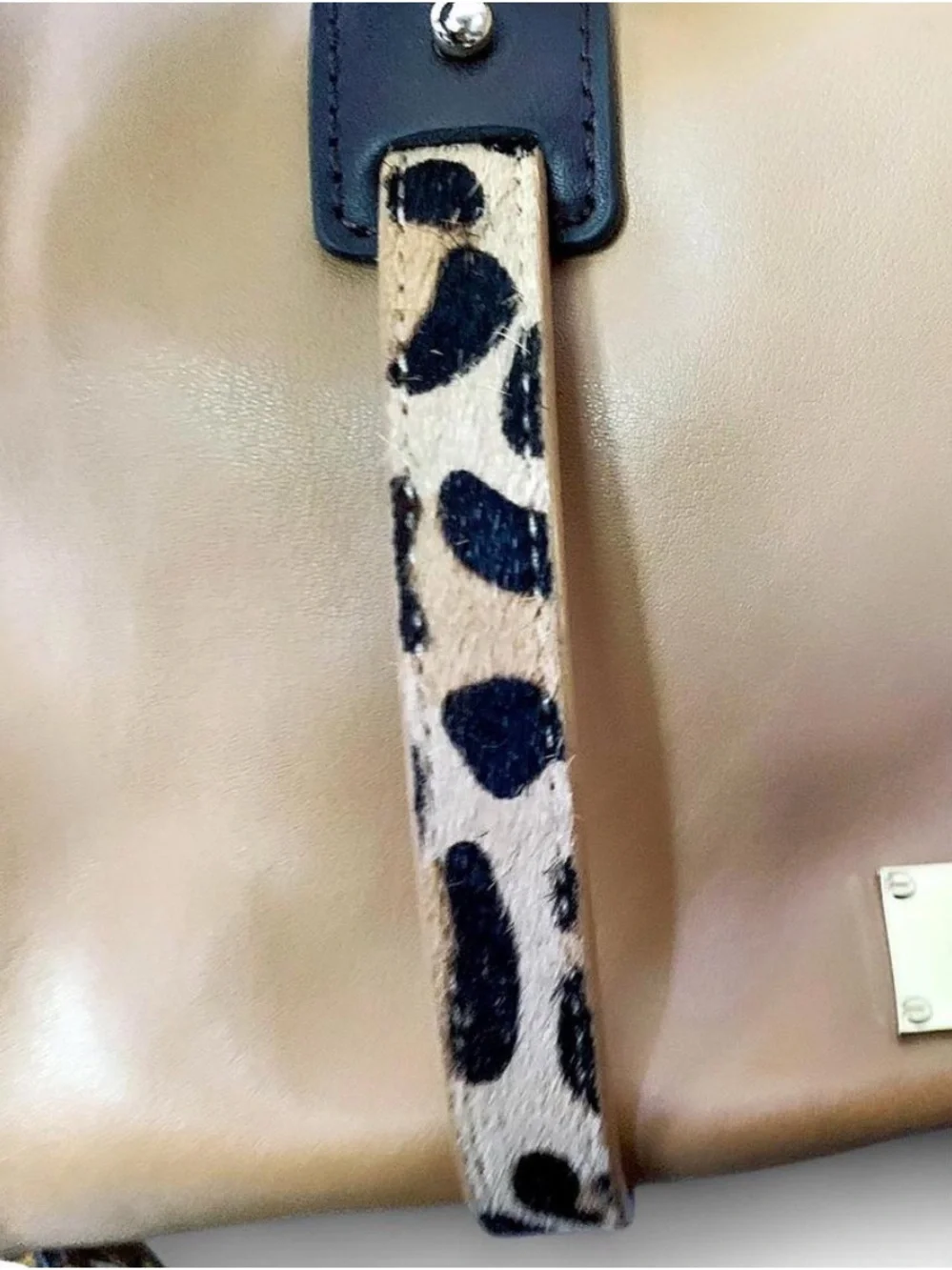 Rare Spartina 449 Tan Leather Handbag with Leopard Accents