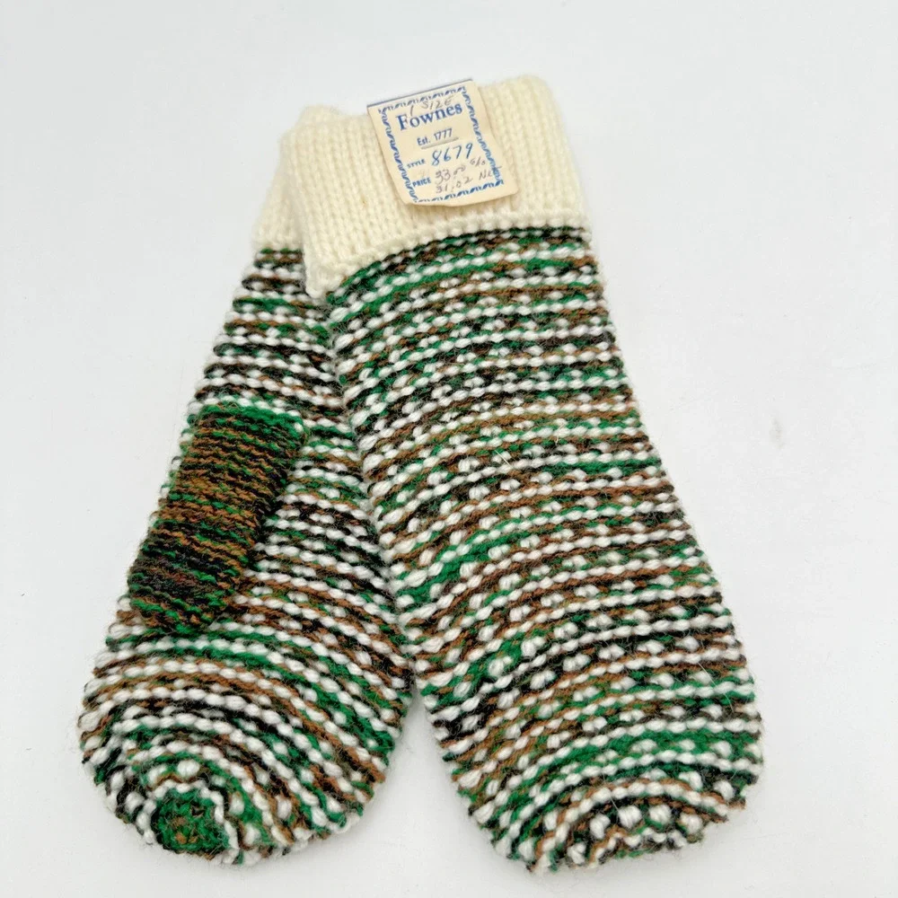 Vintage Green Fownes Women's Knit Gloves, Size- O/S