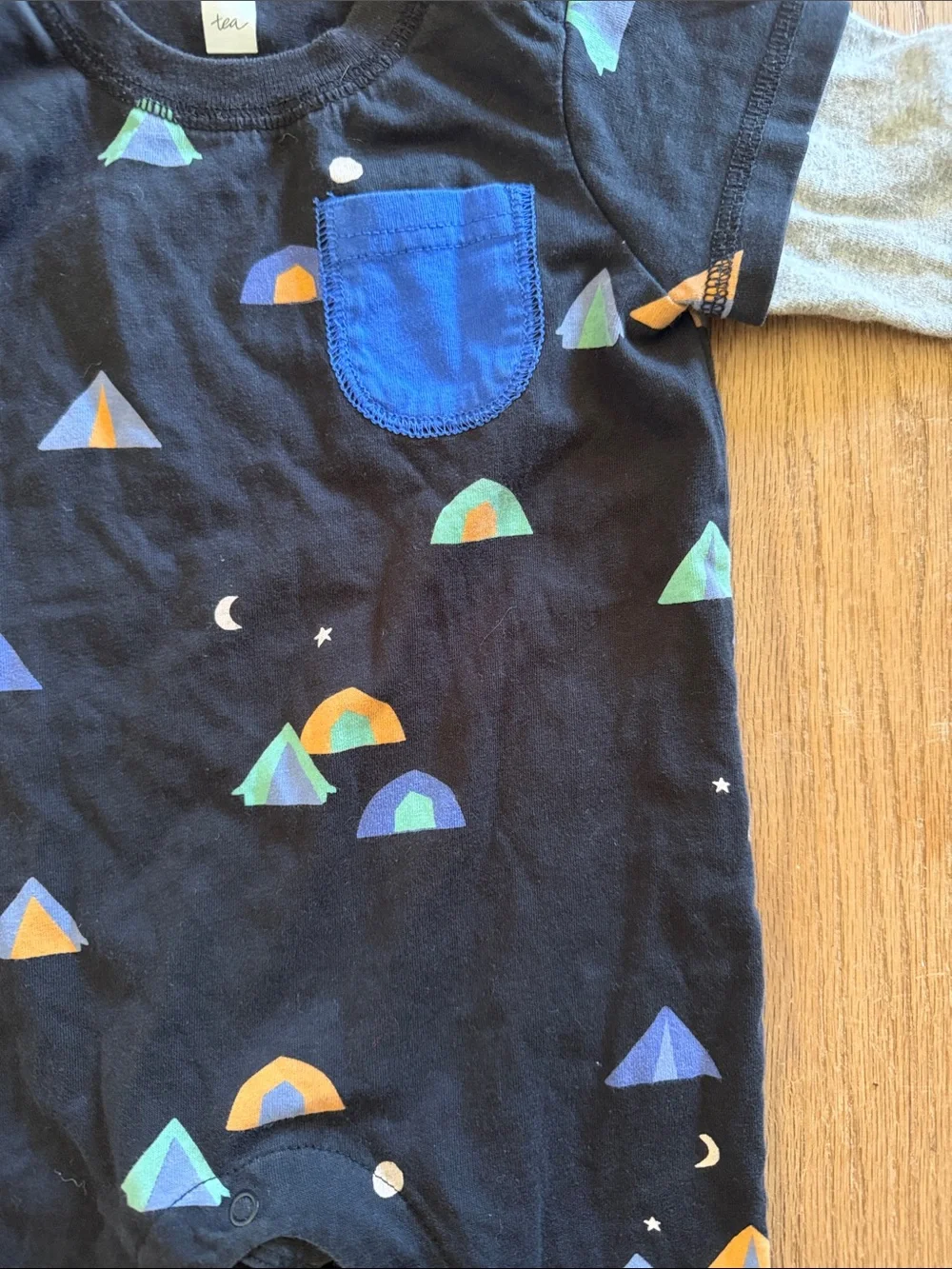 Tea Collection Baby Boy Camping Mountain Tent Romper Long Sleeve Black/Grey 3-6M