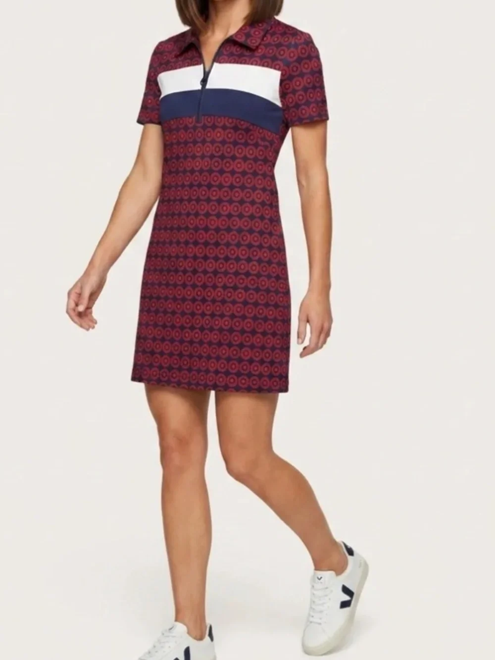 Tory Burch Performance Jacquard Color-Block Dress (S)