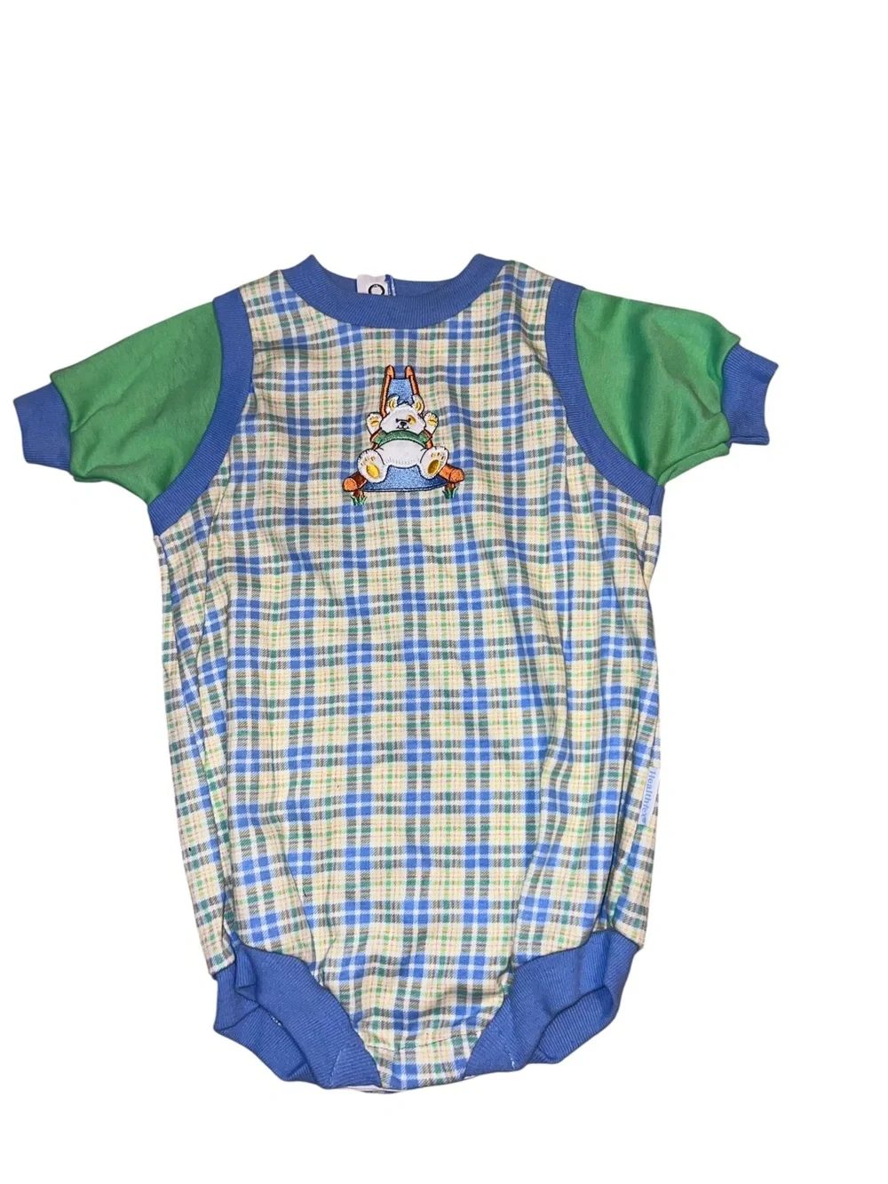 Vintage Blue & Green Plaid Baby One-Piece Romper 24M