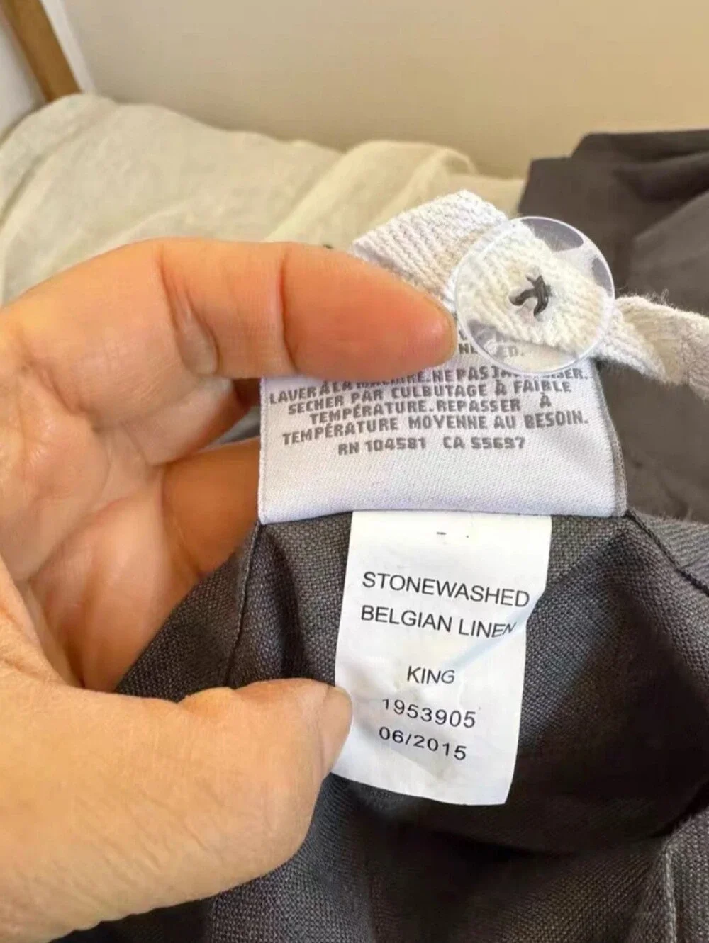 Restoration Hardware Belgian Stonwashed Linen Duvet Cover King Charcoal