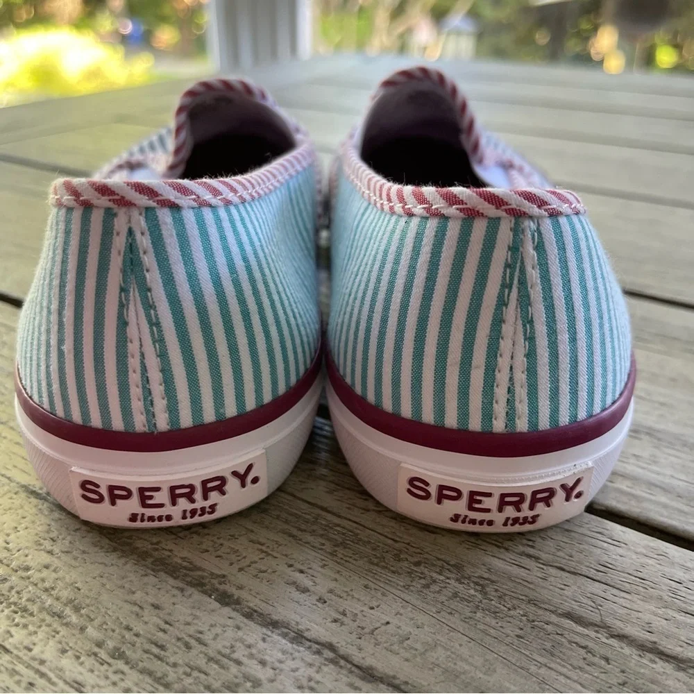 Brooks Brothers + Sperry Striped Slip-On Shoes with Logo Mens 8 Womens 9.5