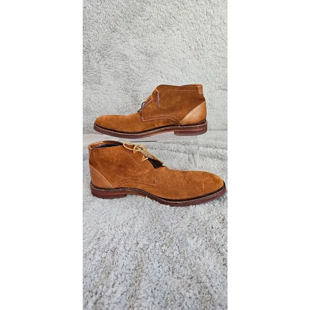 Ted Baker London Azzlan Chukka Leather Ankle Boot Shoes Brown Purple Stitch 11.5