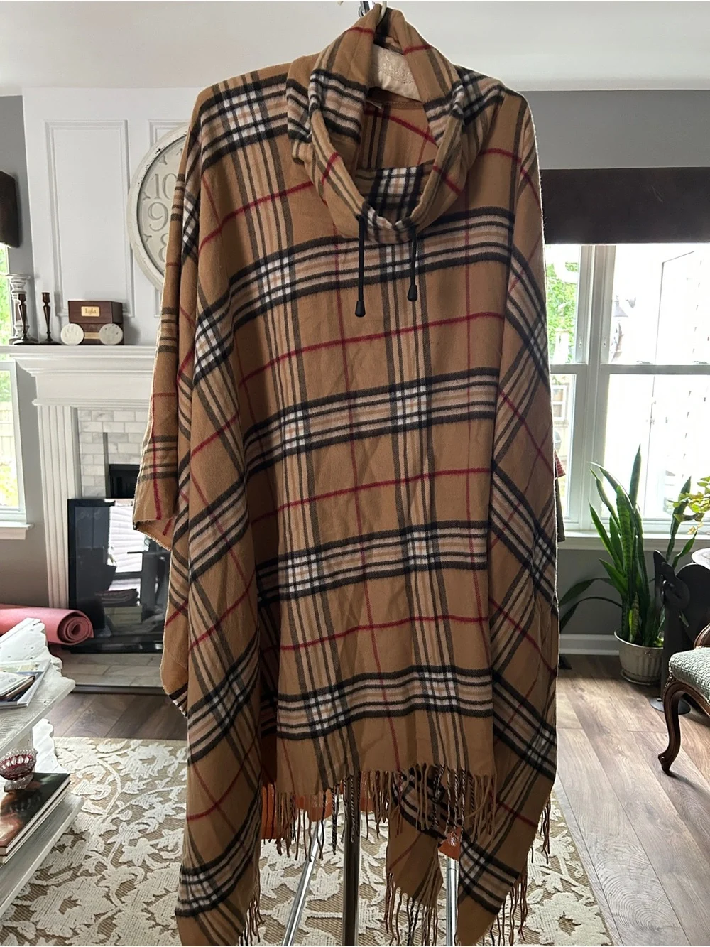 Lord & Taylor Nova Checked Burberry-Style Plaid Hooded Poncho