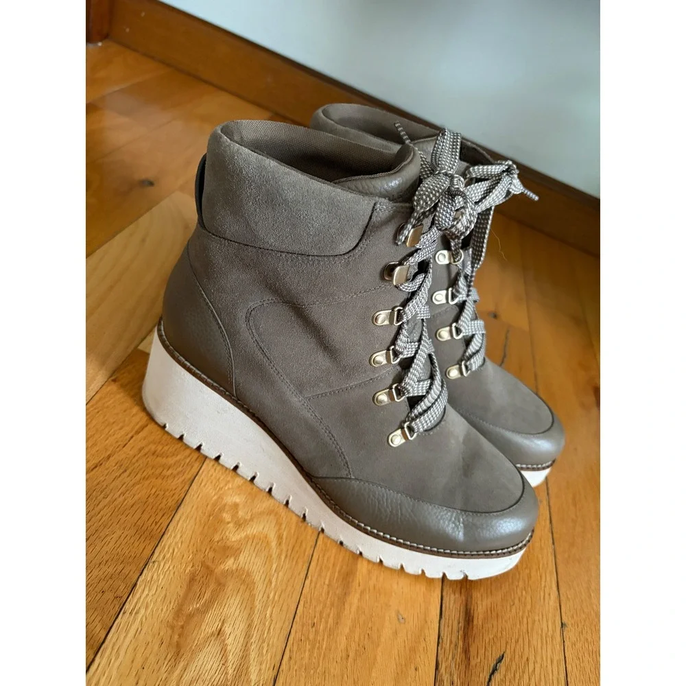 Cole Haan Zerogrand City Wedge Hiker Boots Taupe Gray Brown Color Size 9