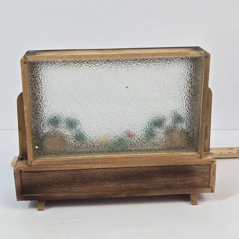 Vintage Wooden Jewelry Box Diorama Mirror Miniature Pine Tree Trinket Drawer 7in
