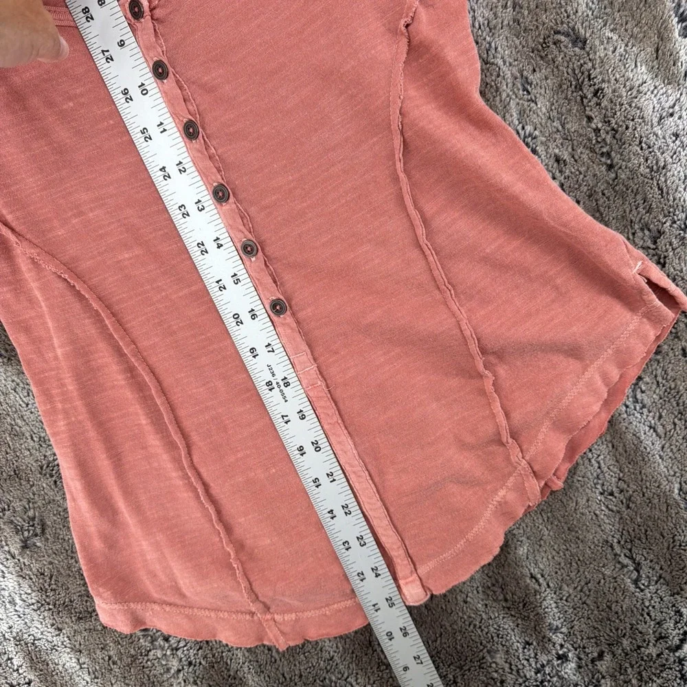 Free People Henley Top Keepsake Crochet Slub Terracotta Pink Small Boho Women's
