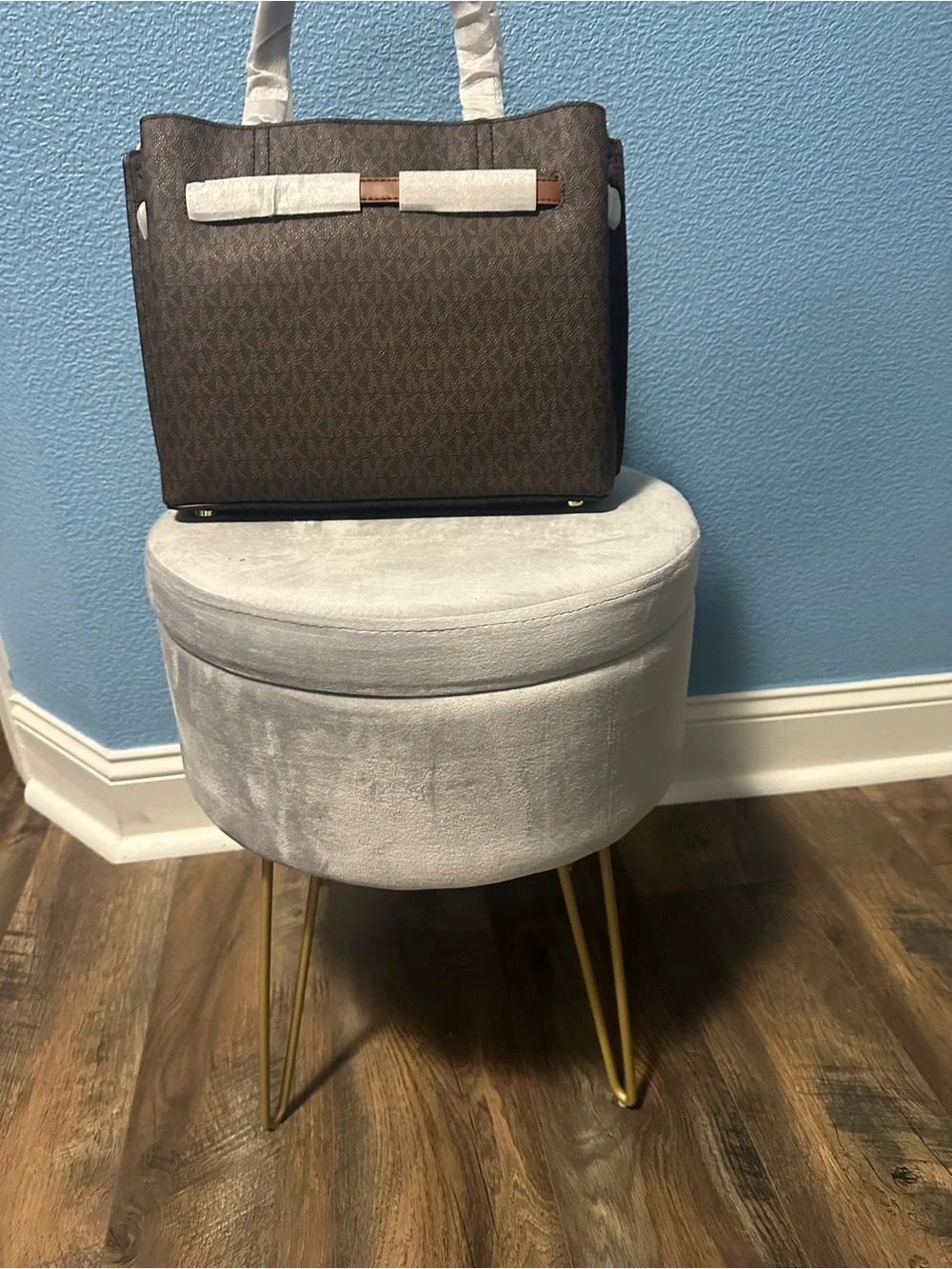 Michael Kors Dark Brown Monogram Tote with Gold Logo