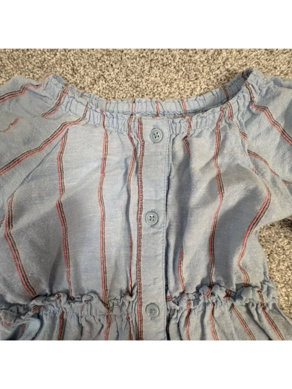 Old Navy Linen Blend Dress 18-24 month Blue Stripes Button Front