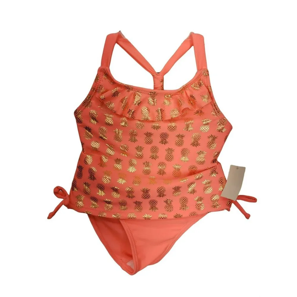 Real Love‎ 12 months hot pink coral pineapple 2pc Tankini swimwear swimsuit