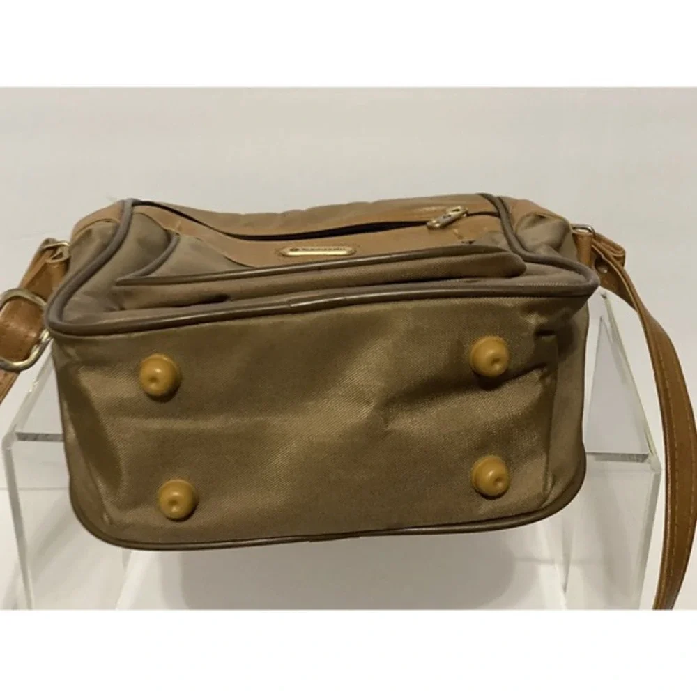 Samsonite‎ Vintage Brown Nylon Crossbody Messenger Bag Travel Shoulder Bag Tan