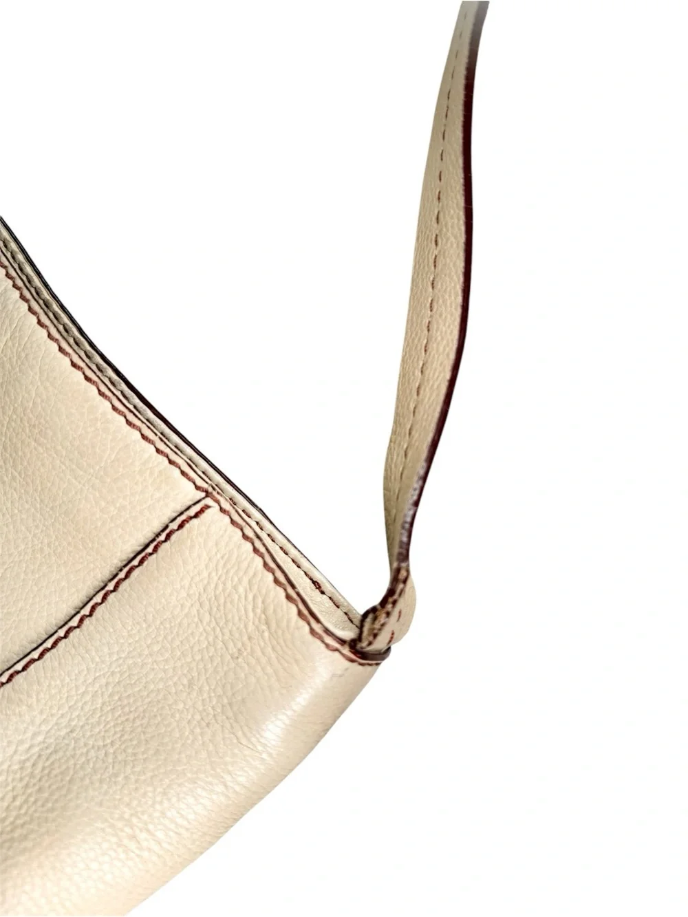 Vintage PINK LABEL The Sak Leather Hobo Shoulder Bag Cream Slouchy Boho Y2K
