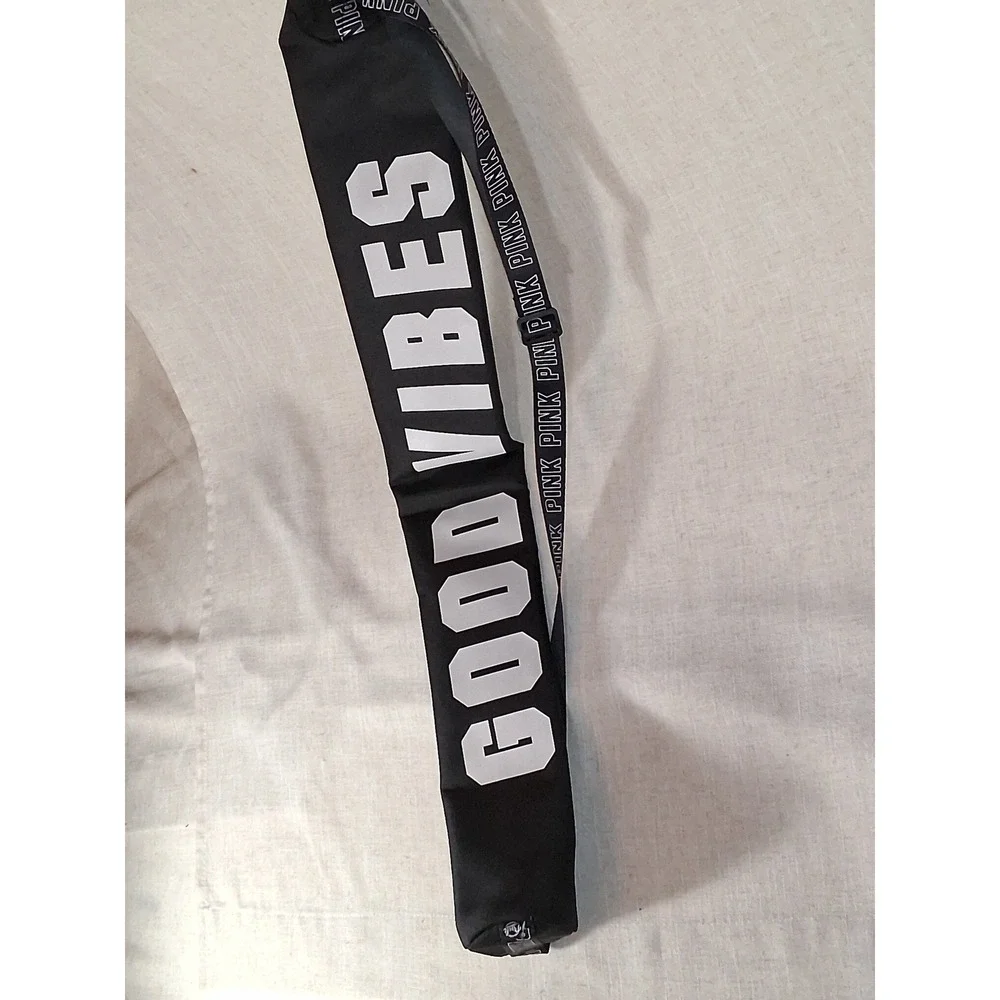 Victoria's Secret PINK Good Vibes Black Insulated Beverage Can Tube Cooler Bag