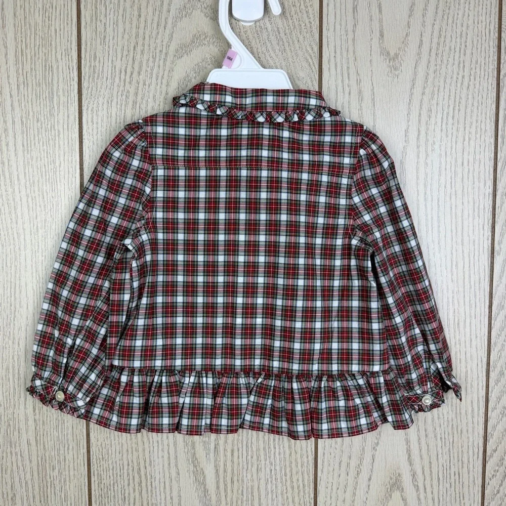 Polo Ralph Lauren Baby Girls Plaid Poplin Shirt & Jersey Legging Set 9M Red $75
