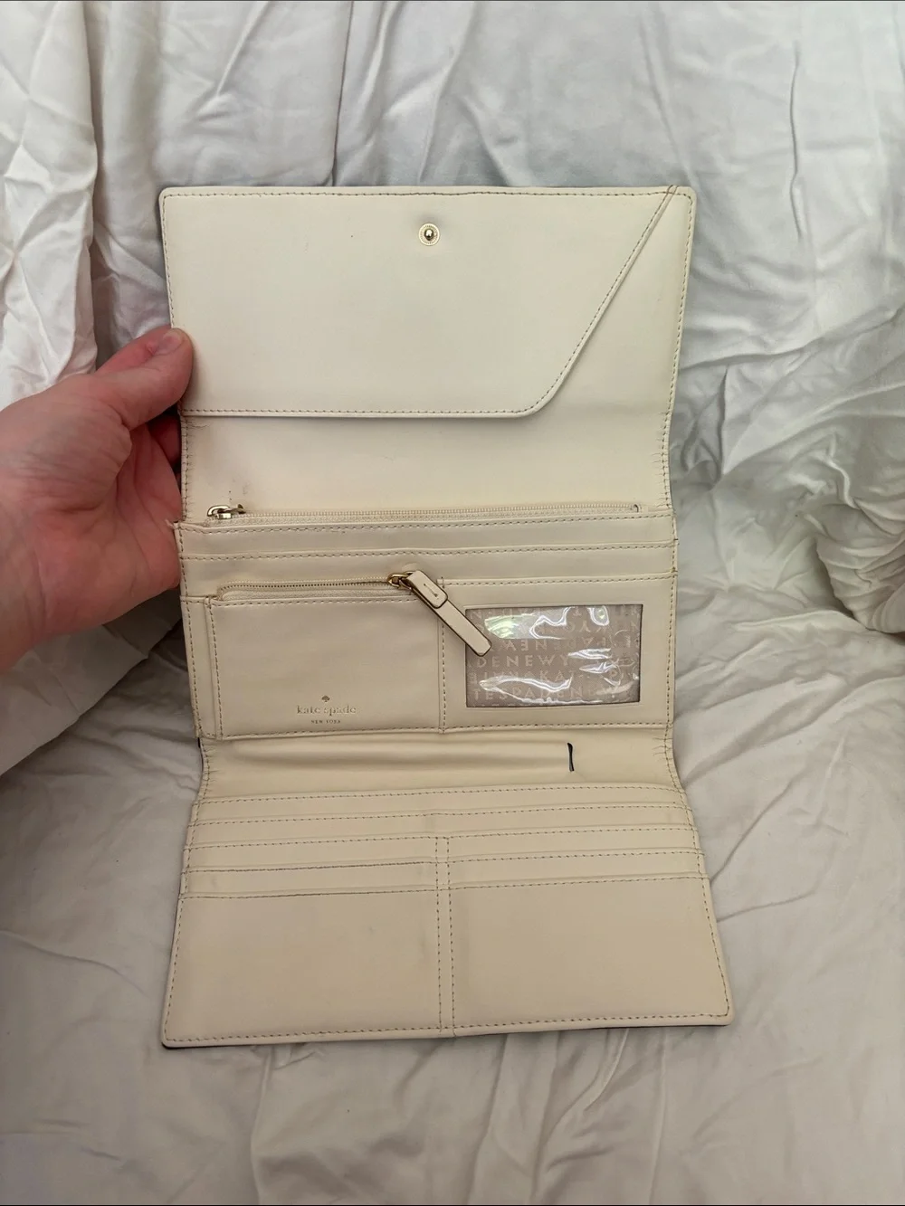 kate spade Mint Green Saffiano Continental Wallet with Gold Accent