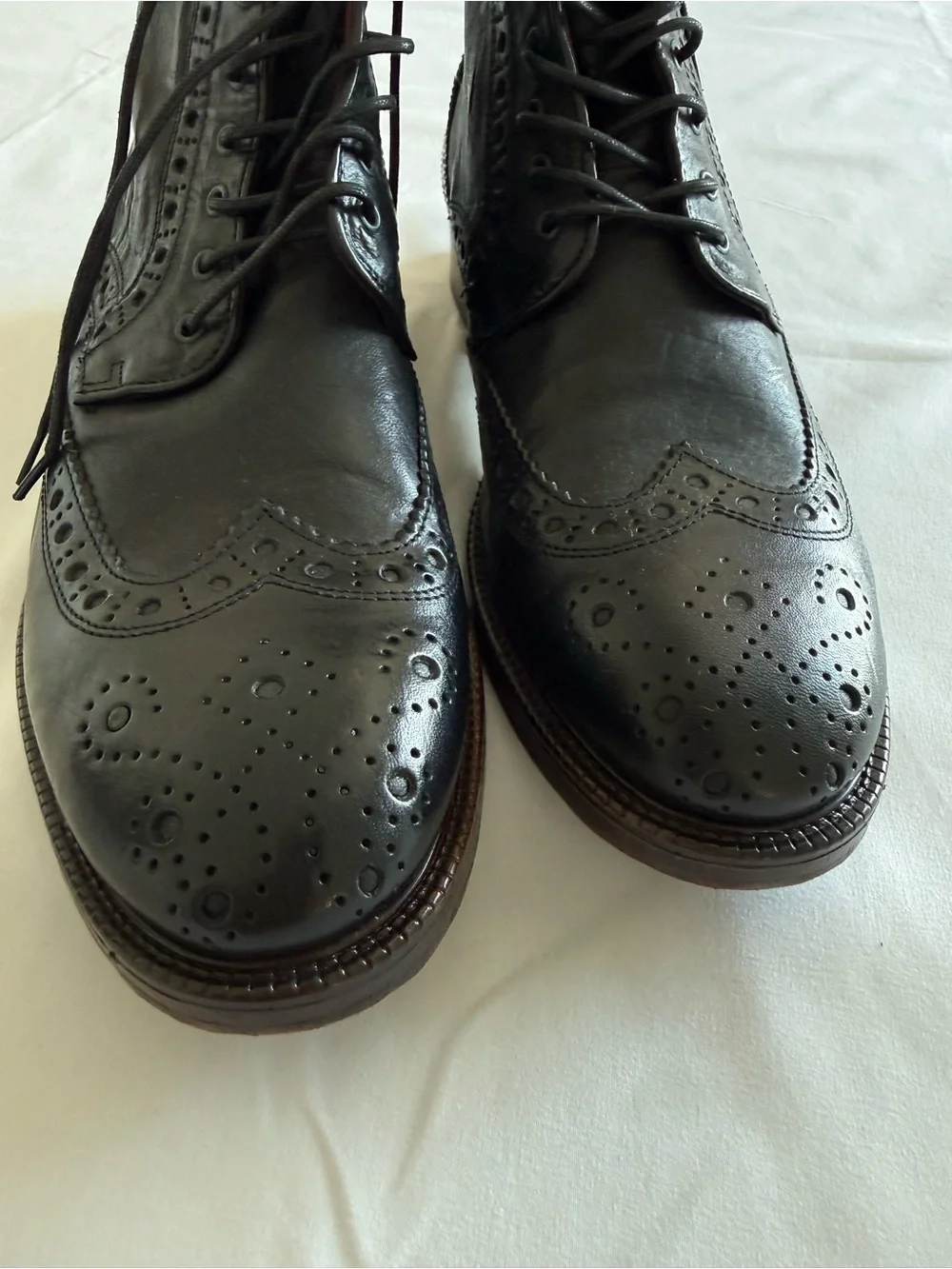 Men's Bed Stu Black Wingtip Lace-Up Boots