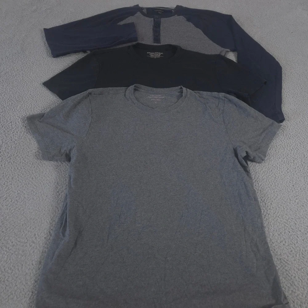LOT OF 3 Banana Republic Shirt Mens XL/ XL Tall Luxe Touch Pima Cotton Henley
