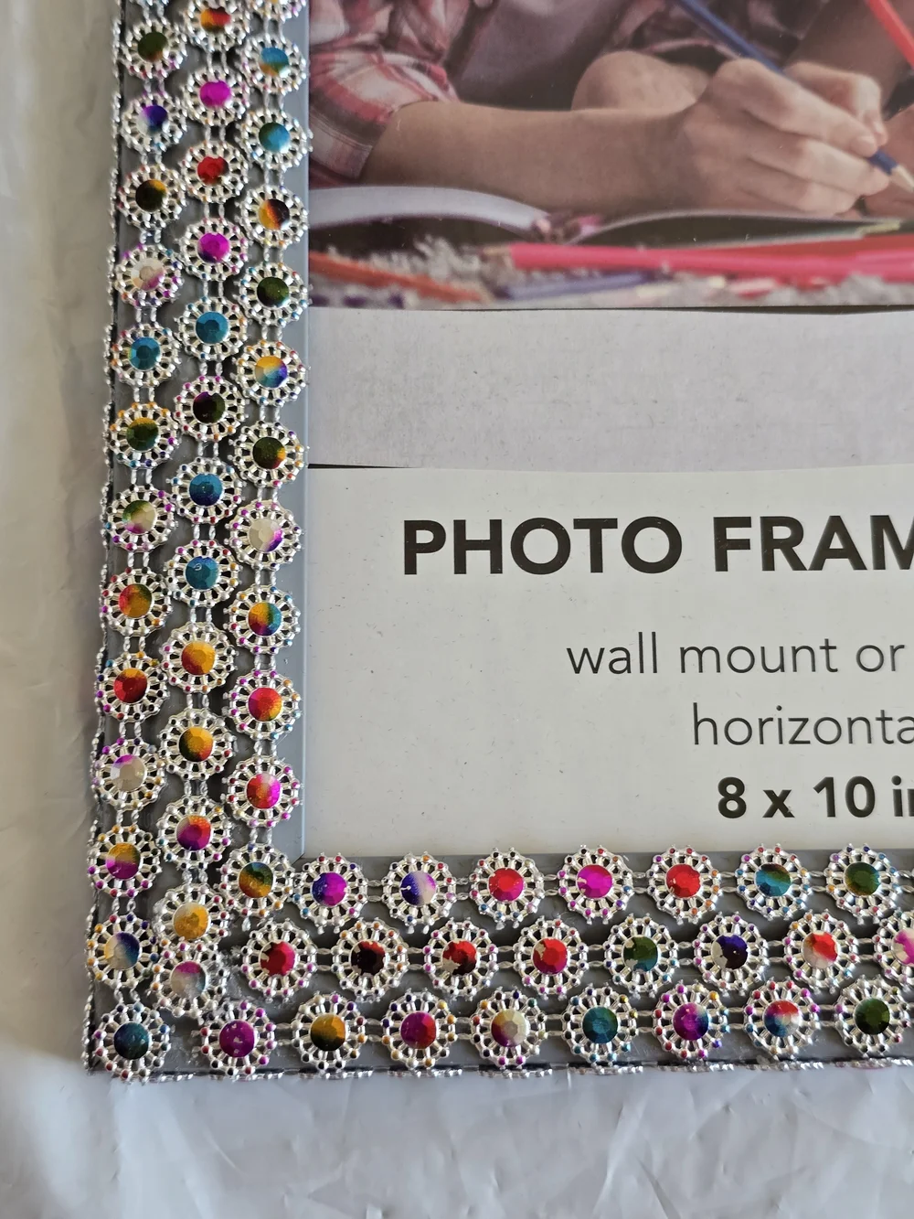 Decorative Multicolor Jeweled 8x10 Photo Frame - Handmade New