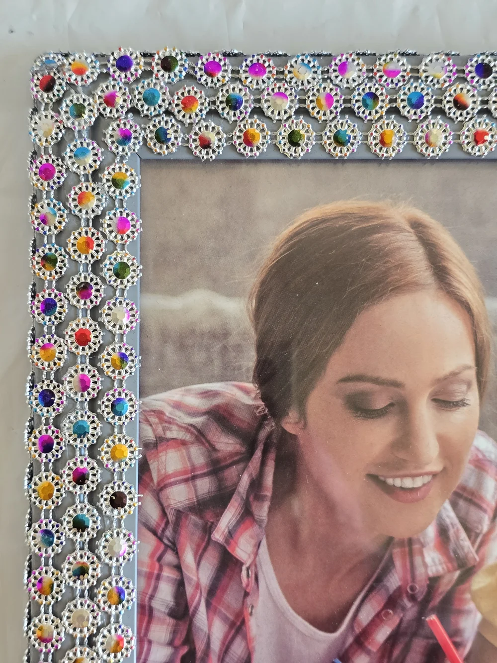Decorative Multicolor Jeweled 8x10 Photo Frame - Handmade New