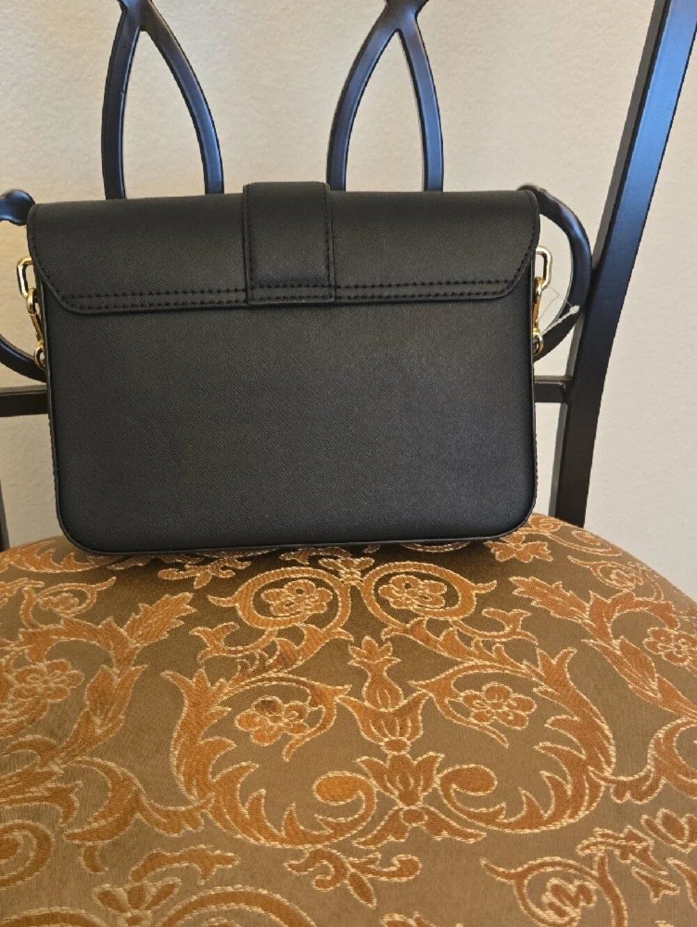 Michael Kors Black and White Animal Print Crossbody with Gold MK Emblem