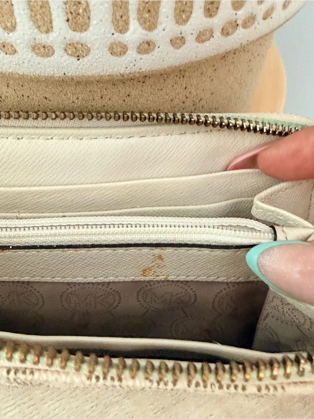 Michael Kors Beige Logo Zip Around Wallet