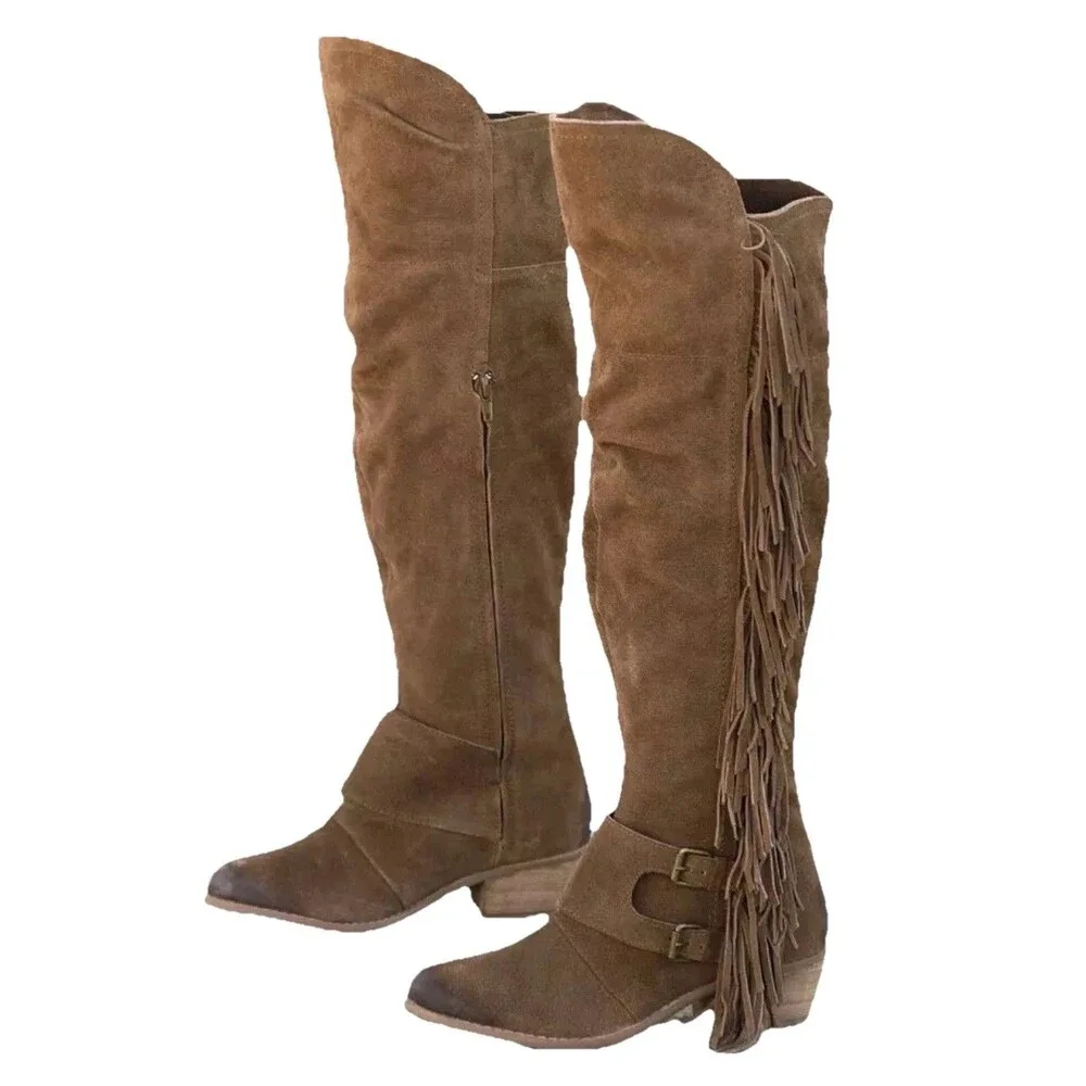 Naughty Monkey Frilly Fanta Fringe Boho Western Cowgirl Boot Sz 6