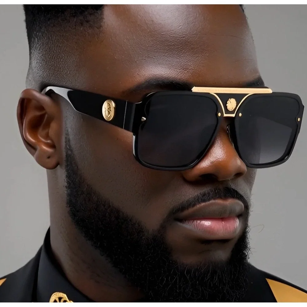 Dark Black Lens‎ Sunglasses Men Hip Hop Cholo Outdoor Gangs Style Large Lentes