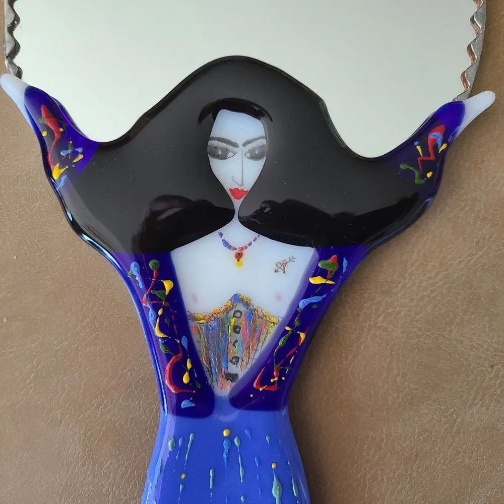Vanity Mirror Handcrafted Handheld Lovely Moon Goddess One Of A Kind OOAK Art