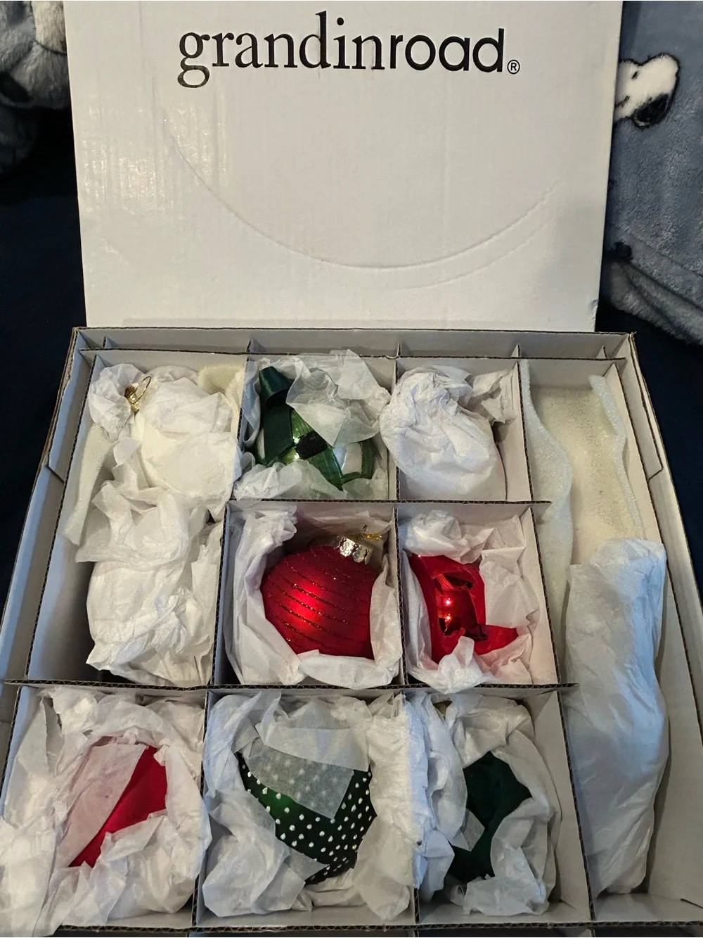 Grandinroad Red & Green Glass Holiday Ornament Set