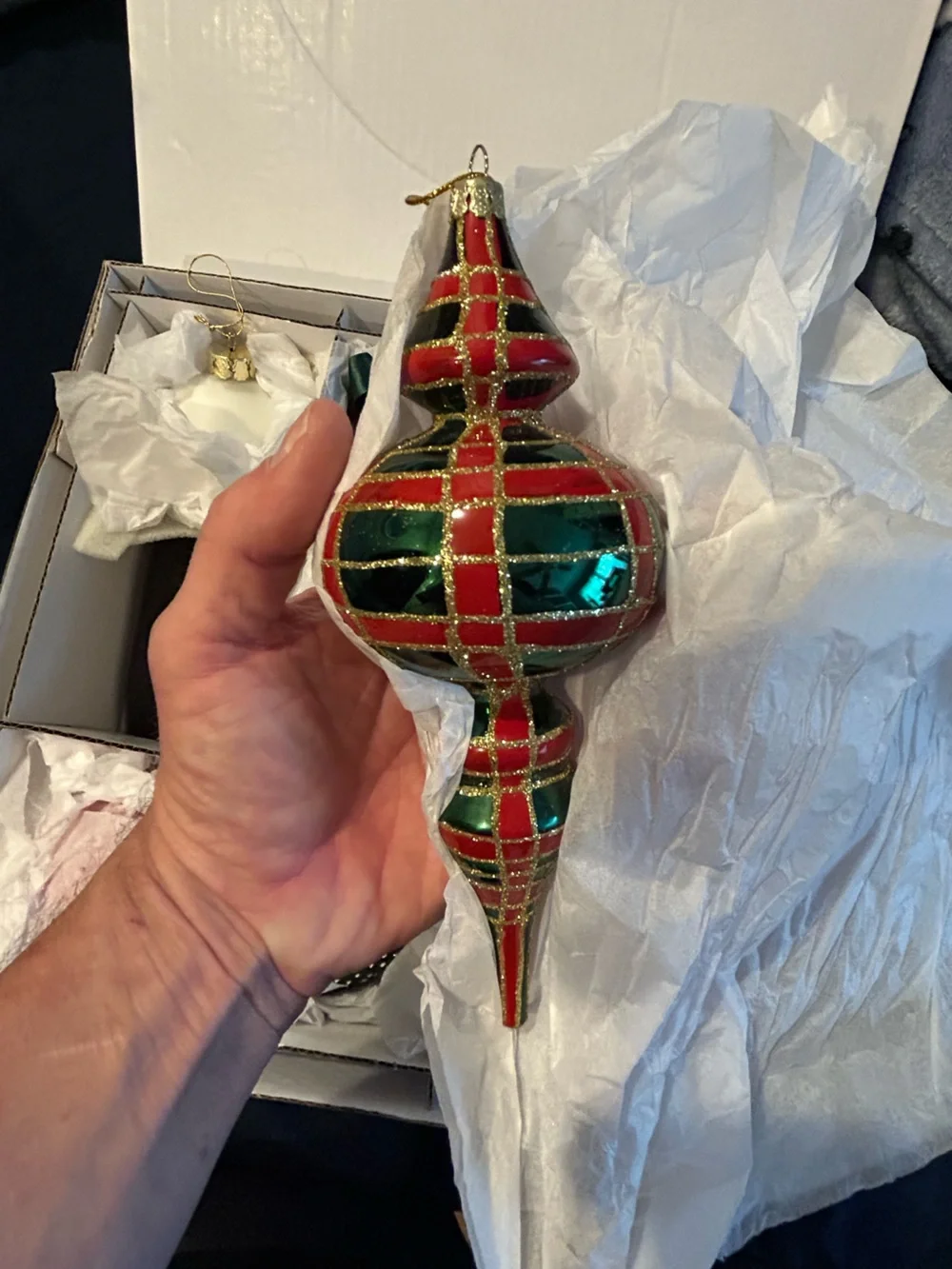 Grandinroad Red & Green Glass Holiday Ornament Set