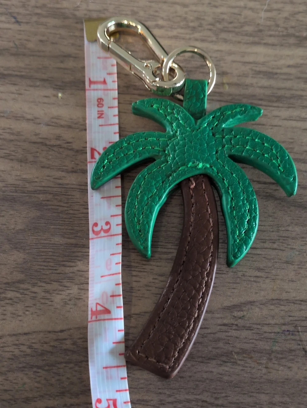 Leather Palm Tree Key chain With Gold